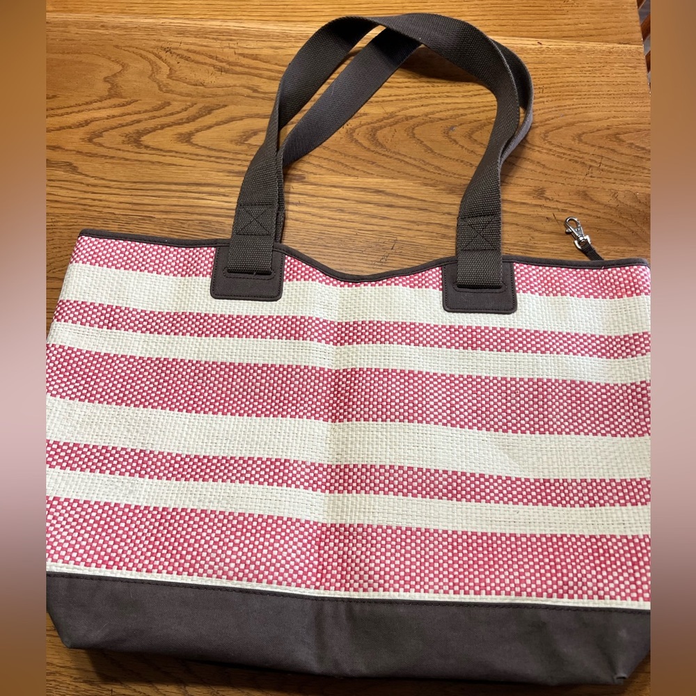 Thirty one canvas crew straw stripe tote